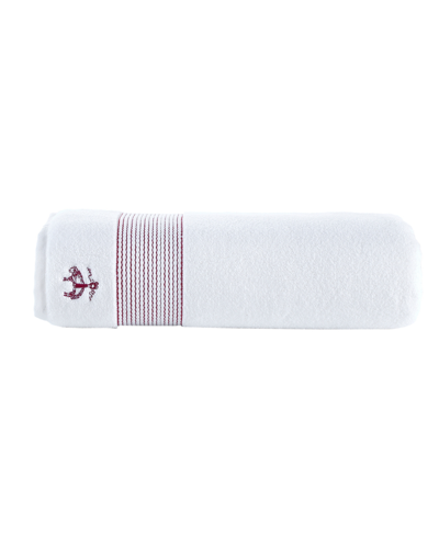 Shop Brooks Brothers Rope Stripe Border 67" X 67" Turkish Cotton Bath Sheet In Scarlet Sage