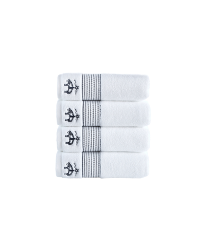 Shop Brooks Brothers Rope Stripe Border 4 Piece Turkish Cotton Hand Towel Set In Navy