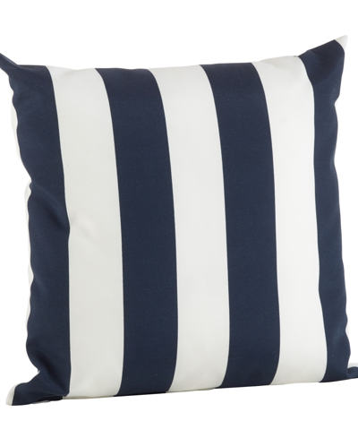 Shop Saro Lifestyle Classic Wide Stripe Decorative Pillow, 17" X 17" In Blue