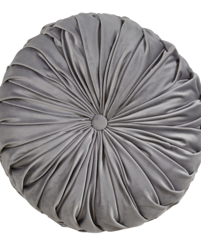 Shop Saro Lifestyle Velvet Pintuck Decorative Pillow, 14" X 14" In Gray