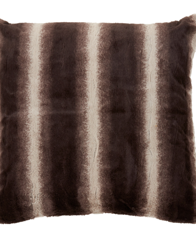 Shop Saro Lifestyle Faux Fur Floor Pillow, 28" X 28" In Chocolate