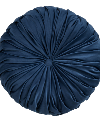 Shop Saro Lifestyle Velvet Pintuck Decorative Pillow, 14" X 14" In Navy Blue