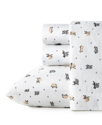 Shop Poppy & Fritz Poppy Fritz Skateboarding Bulldogs Sheet Set In Grey