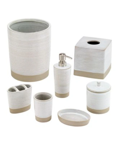 Shop Avanti Drift Lines Textured Ribbed Ceramic Bath Accessories In Linen