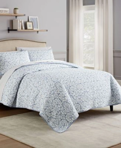 Shop Waverly Traditions By  Dashing Damask Quilt Collection Set In Porcelain