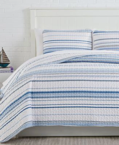 Southshore Fine Linens Southshore Stripe Quilt Sham 3 Piece Set Collection In Blue
