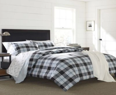 Eddie Bauer Lewis Atlantic Plaid Comforter Sets In Navy