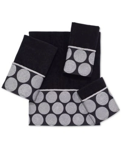Shop Avanti Dotted Circle Bordered Cotton Bath Towels In Nickel