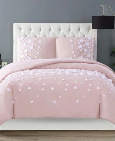 Christian Siriano New York Christian Siriano Confetti Flowers 3 Piece Blush Full/queen Duvet Cover Set Bedding In Blush
