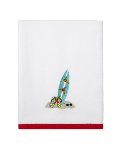 Shop Avanti Flamingo Jingle Holiday Cotton Bath Towel, 27" X 50" In White