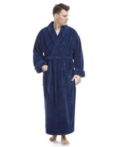 Shop Arus Mens Shawl Collar Full Ankle Length Fleece Bathrobe In Ocean Blue