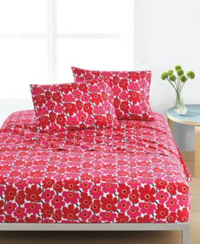 Shop Marimekko Mini Unikko Cotton 200 Thread Count Sheet Sets In Red Floral