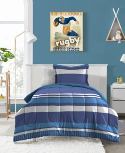 Shop Macy's Rugby Stripe Comforter Sets In Blue