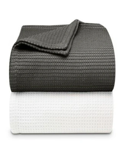 Vera Wang Waffleweave Blanket Collection Bedding In Charcoal