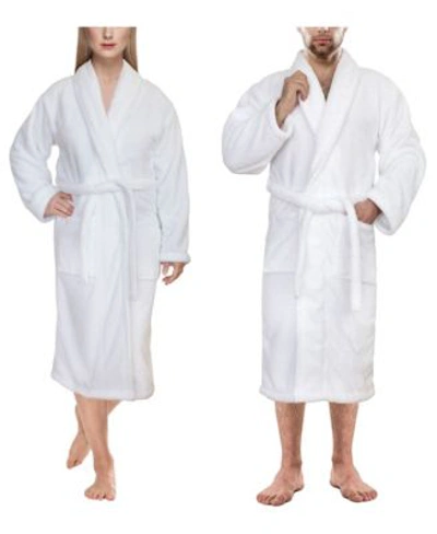 Shop American Soft Linen Luxury Hotel Spa Warm Shawl Collar Fleece Bath Robe Collection In Teal