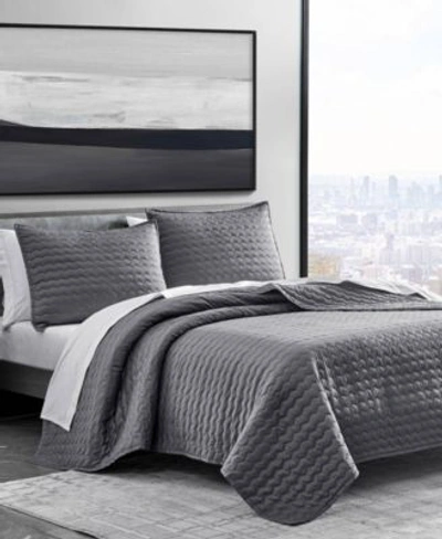 Shop Vera Wang Herringbone Stitch Quilt Set Collection In Soft Charcoal