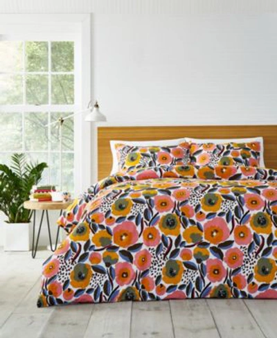 Marimekko Rosarium Cotton Percale Comforter Bedding Set In Medium Pink
