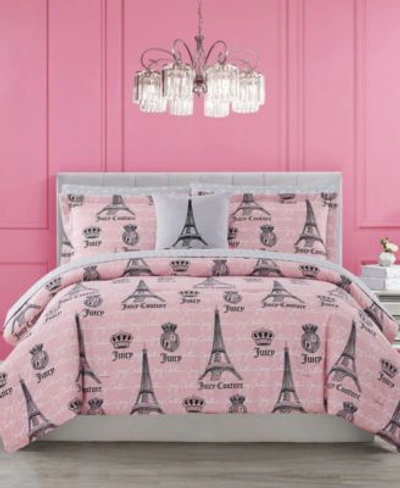 Shop Juicy Couture Juciy In Paris Duvet Cover Set Collection Bedding In Pink/black/gray