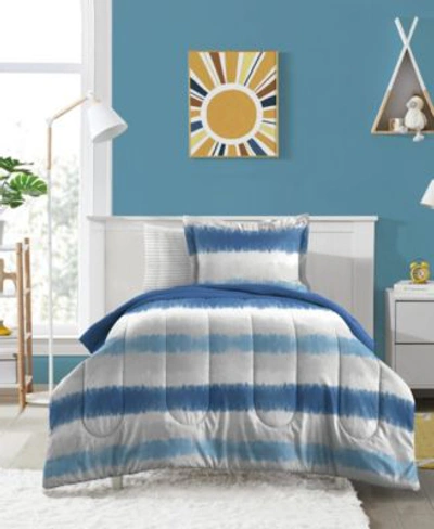Shop Macy's Tie Dye Stripe Comforter Sets In Blue