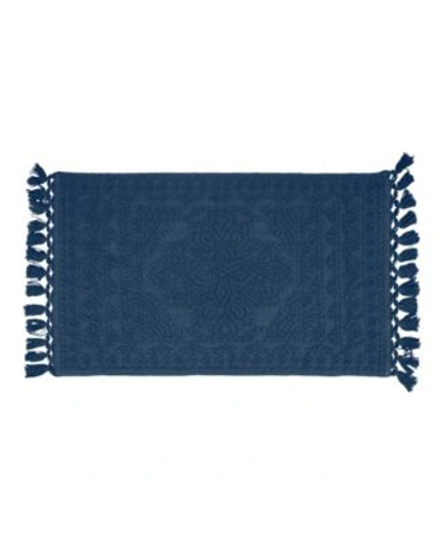 French Connection Nellore Fringe Cotton Bath Rug Collection Bedding In Navy