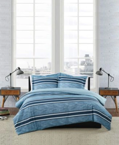 Shop London Fog Mitchell Stripe Duvet Collection Bedding In Blue