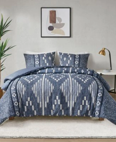Shop Ink+ivy Inkivy Inari Cotton Printed Comforter Collection Bedding In Indigo Blue