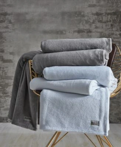 Shop Kenneth Cole Solid Ultra Soft Plush Blanket In Medium Gray