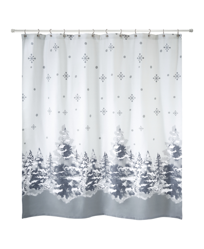 Shop Avanti Silver Trees Holiday Printed Shower Curtain, 72" X 72" In Silver - Tone