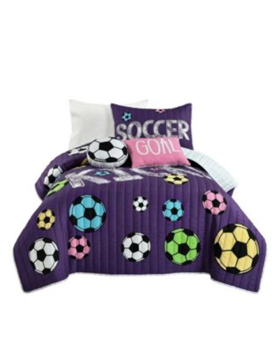 Macy's Lush Decor Girls Soccer Kick Quilt Purple Set Bedding In Purple