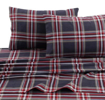 Shop Tribeca Living Heritage Plaid 5 Ounce Flannel Printed Extra Deep Pocket Sheet Set In Multicolor