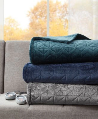 Shop Beautyrest Pinsonic Electric Quilted Blanket Collection Bedding In Teal