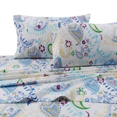 Shop Tribeca Living Paisley Garden 170 Gsm Flannel Printed Extra Deep Pocket Flannel Set In Multicolor