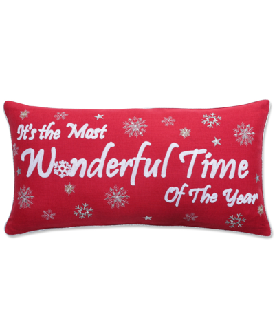 Shop Pillow Perfect Most Wonderful Time Of The Year Decorative Pillow, 13" X 25" In Red