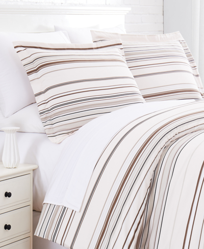 Southshore Fine Linens Stripe 3 Piece Comforter And Sham Set, Full/queen In Taupe