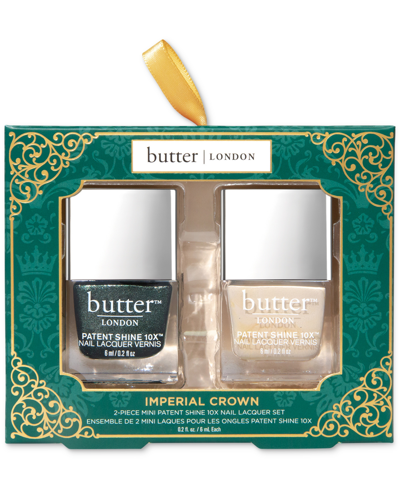 Shop Butter London 2-pc. Imperial Crown Mini Patent Shine 10x Nail Lacquer Set In Royal Emerald And Steady On