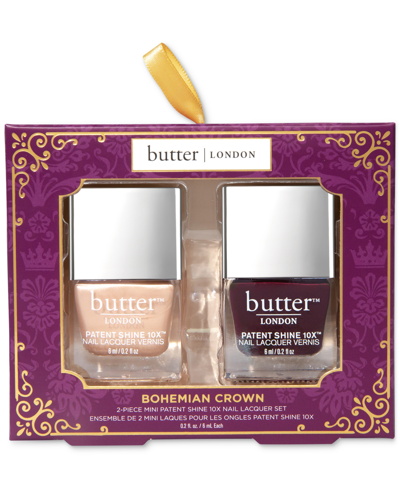 Shop Butter London 2-pc. Bohemian Crown Mini Patent Shine 10x Nail Lacquer Set In Champagne Princess And After