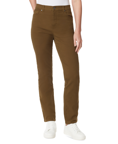 Shop Gloria Vanderbilt Women's Amanda Classic Colored Twill Straight Jeans In Juniper Olive