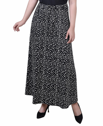 Shop Ny Collection Petite Printed Belted Maxi Skirt In Nice Icemoon
