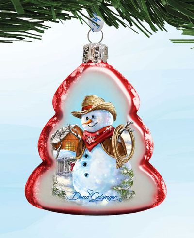 Designocracy Cowboy Snowman Mercury Holiday Ornament In Multi Color