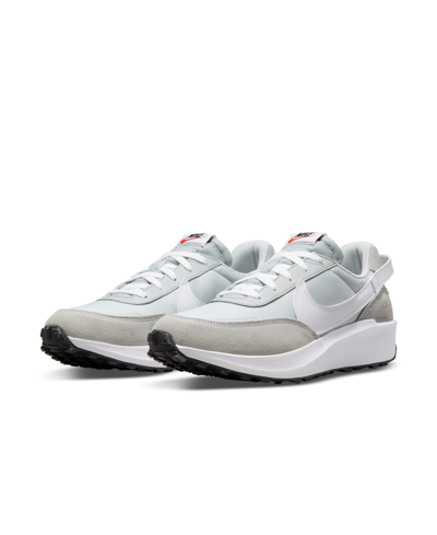 Shop Nike Men's Waffle Debut Casual Sneakers From Finish Line In Gray Fog/white