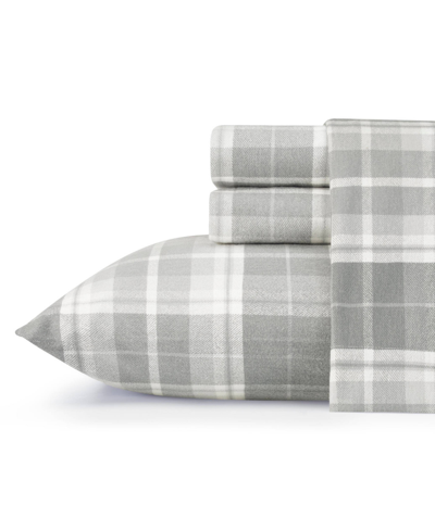 Shop Laura Ashley Mulholland Plaid Flannel Sheet Set, Full In Medium Grey