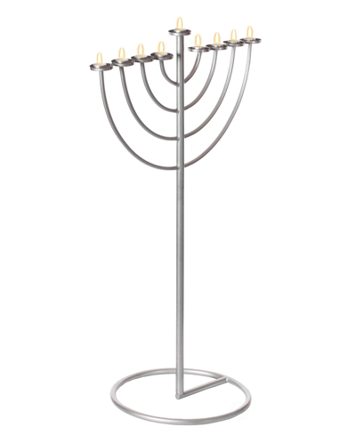 Shop Vintiquewise Modern 9 Branch Lighting Thin Pipe Hanukkah Menorah, Large In Silver-tone