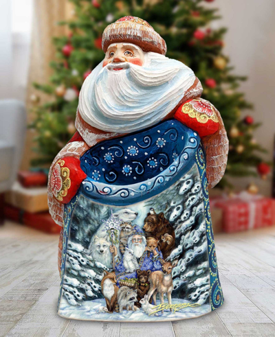 Shop G.debrekht Gather In Peace Father Winter Animals Carved Figurine In Multi Color
