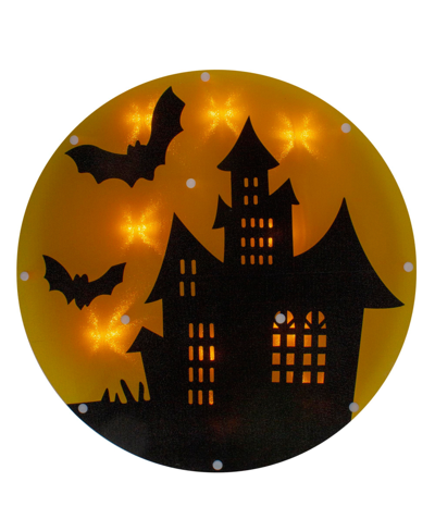 Shop Northlight Lighted Haunted House Halloween Window Silhouette, 13.75" In Orange
