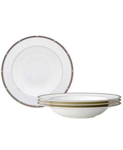 NORITAKE ROCHELLE PLATINUM SET OF 4 SOUP BOWLS, SERVICE FOR 4 