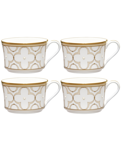 NORITAKE TREFOLIO GOLD SET OF 4 CUPS, SERVICE FOR 4 