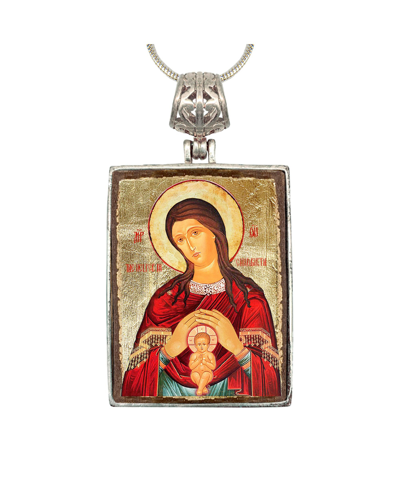 Shop G.debrekht Blessed Virgin Mary Lifegiving Religious Holiday Jewelry Necklace Monastery Icons In Multi Color