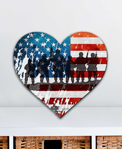 Designocracy Usa Military-inspired Heart Holiday Outdoor Decor Large Ornament In Multi Color
