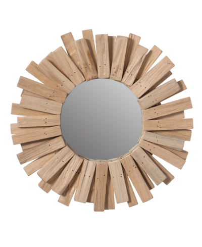 Shop Vintiquewise Hanging Sunburst Round Wall Mirror In Natural