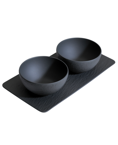 Shop Villeroy & Boch Manufacture Rock Condiment Bowl Set, 3 Pieces In Black